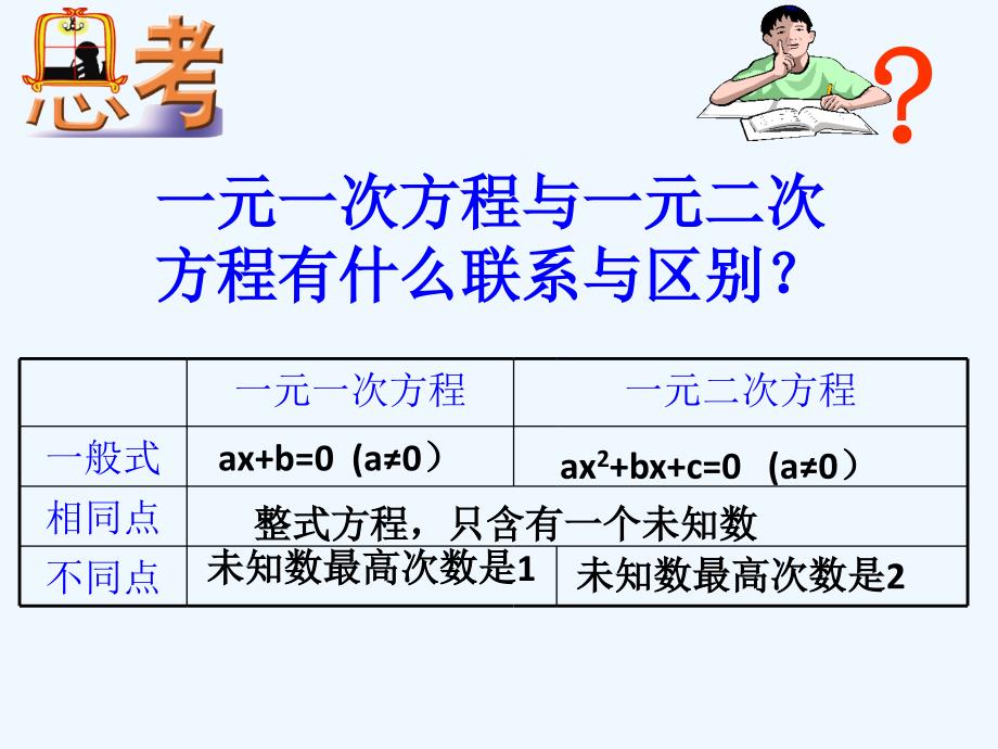 数学人教版九年级上册211一元二次方程的定义