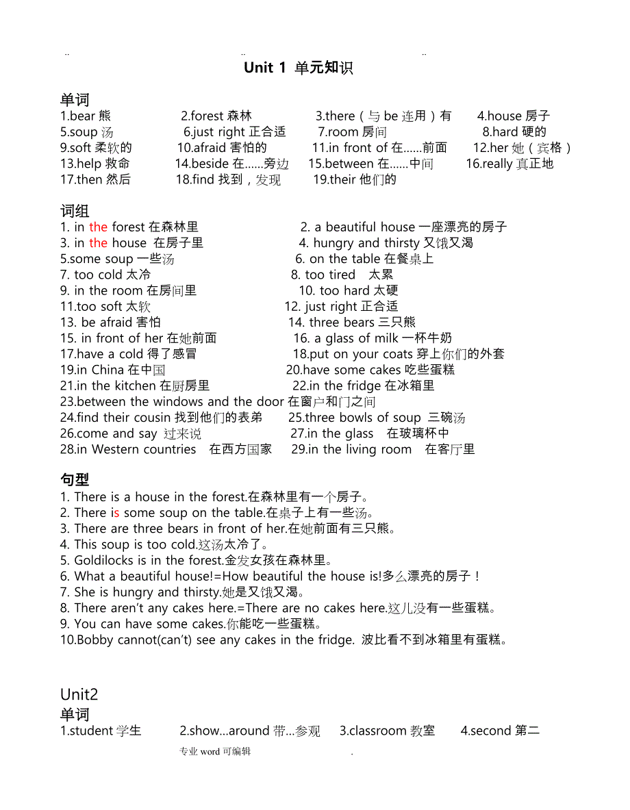 苏版小学英语五年级上册知识点汇总