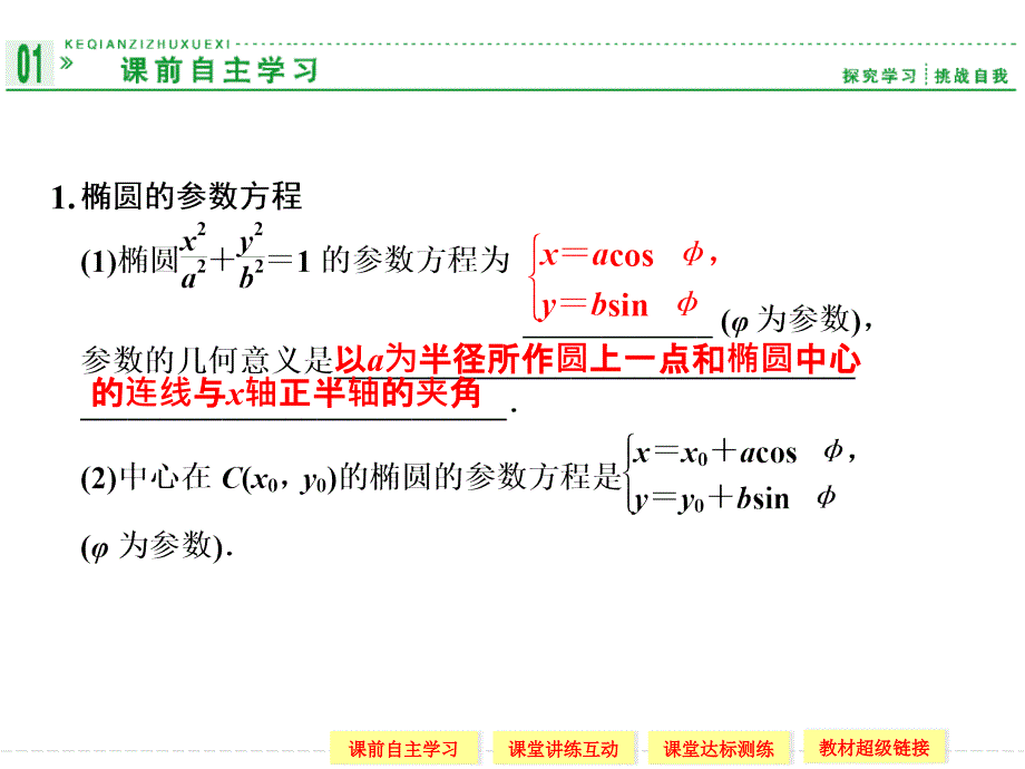 椭圆的参数方程课件ppt