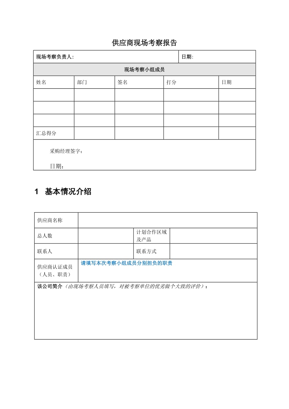 供应商现场考察报告doc