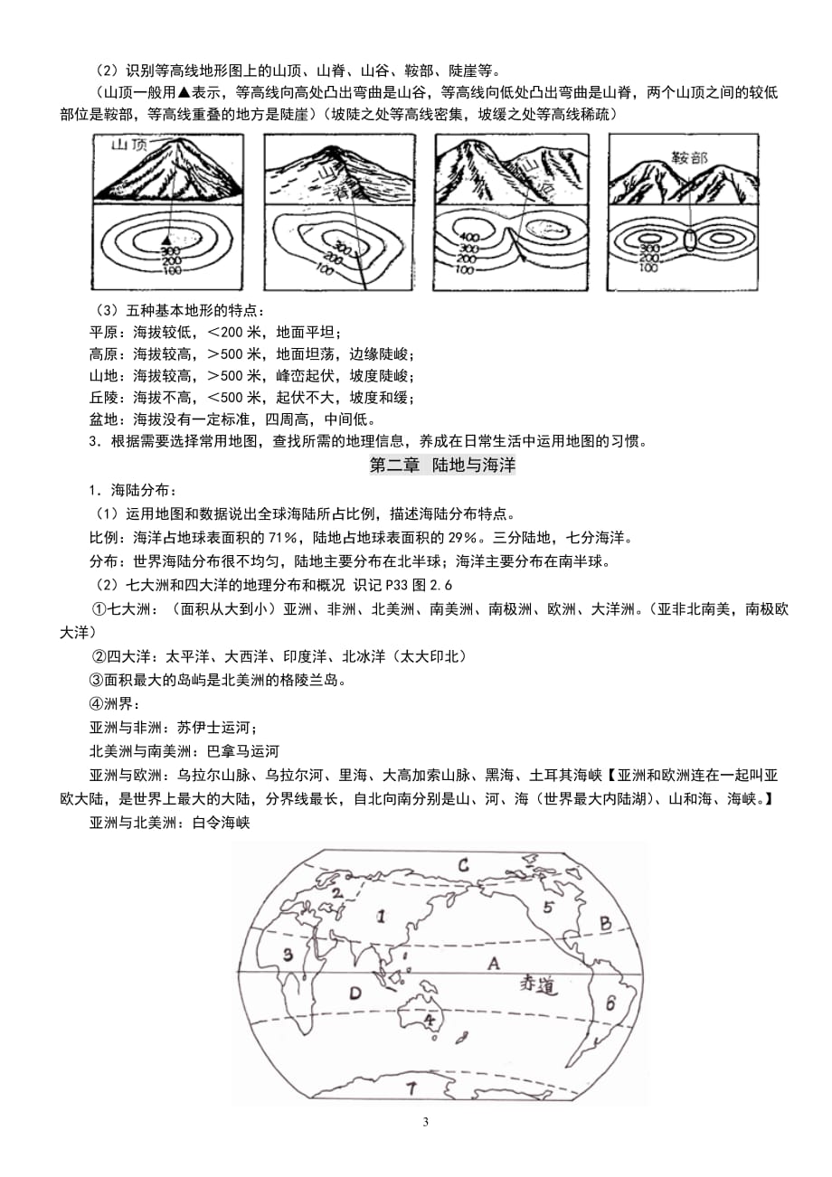 新人教版初一地理上册复习资料完整版