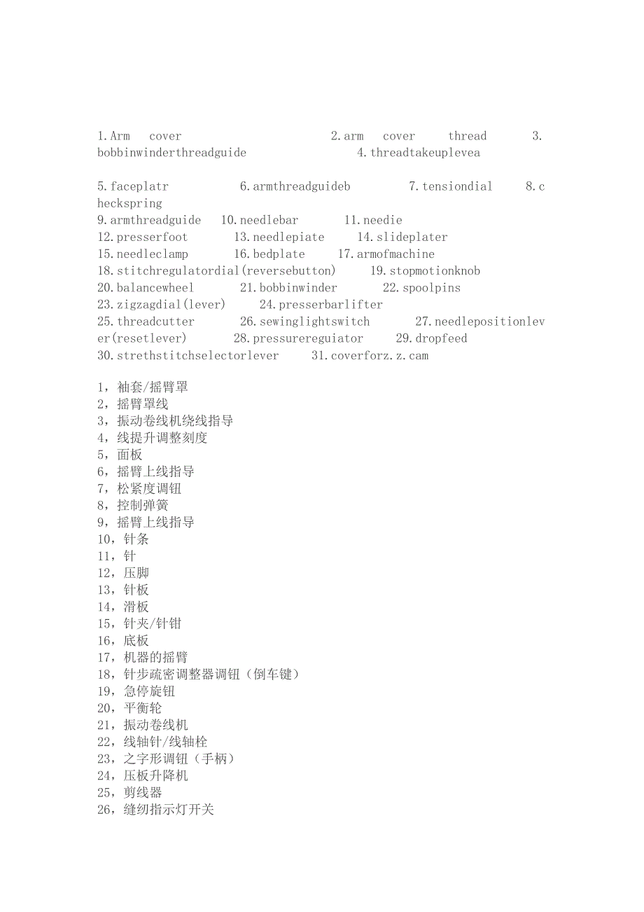 服装制衣资料厂常用缝纫机衣车中英文对照表资料 金锄头文库 金锄头文库