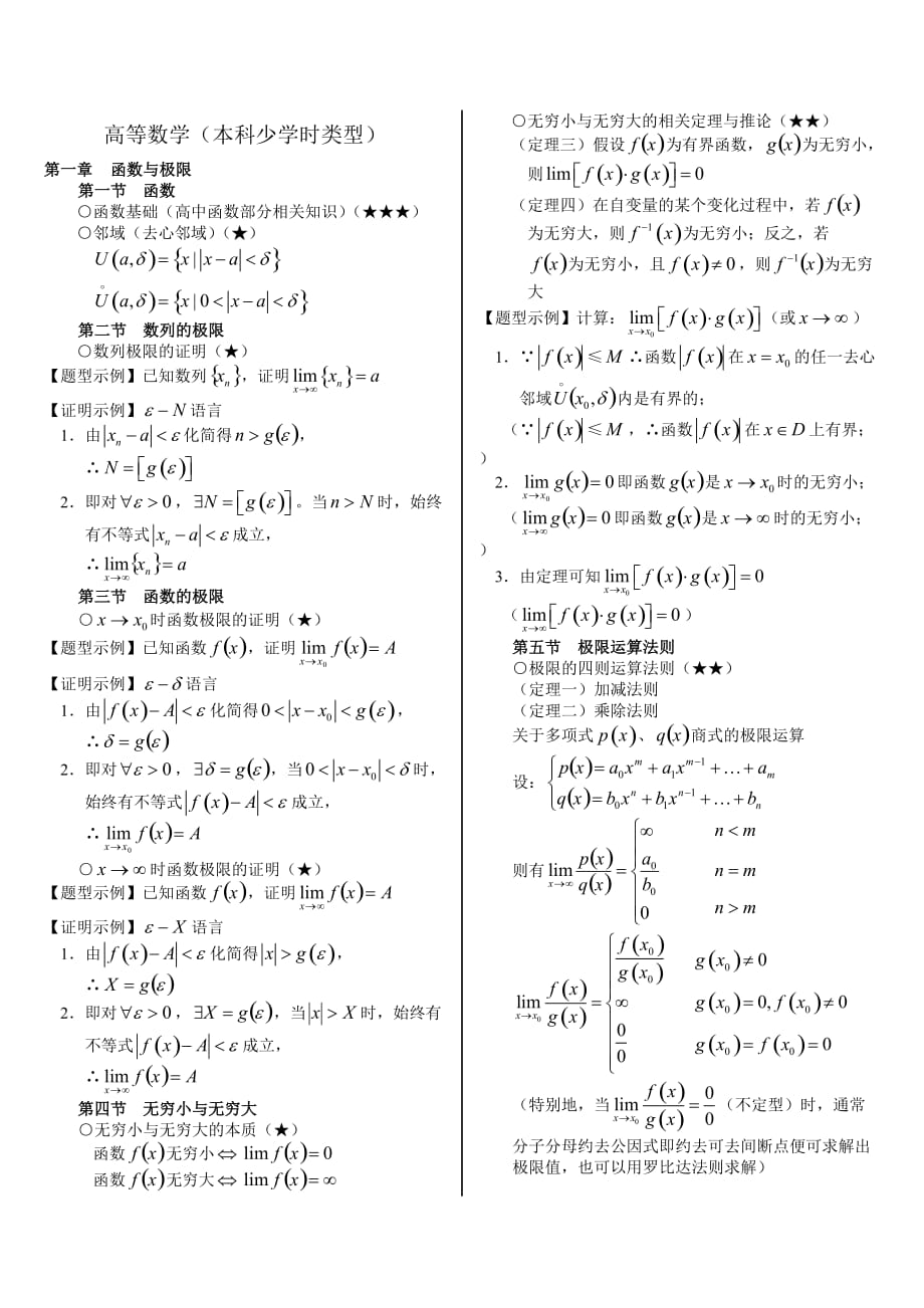 大一高数复习资料全doc