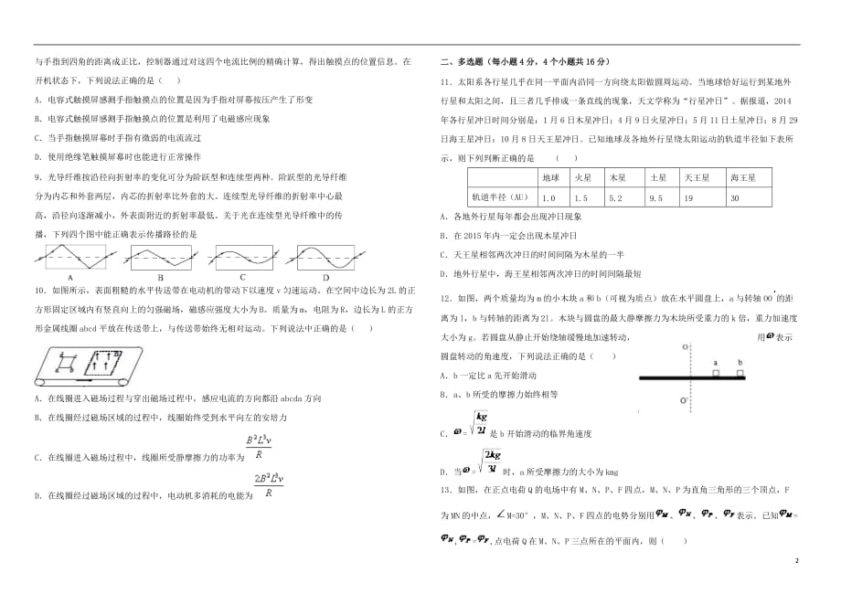 云南省腾冲市高三物理模拟试卷9_第2页