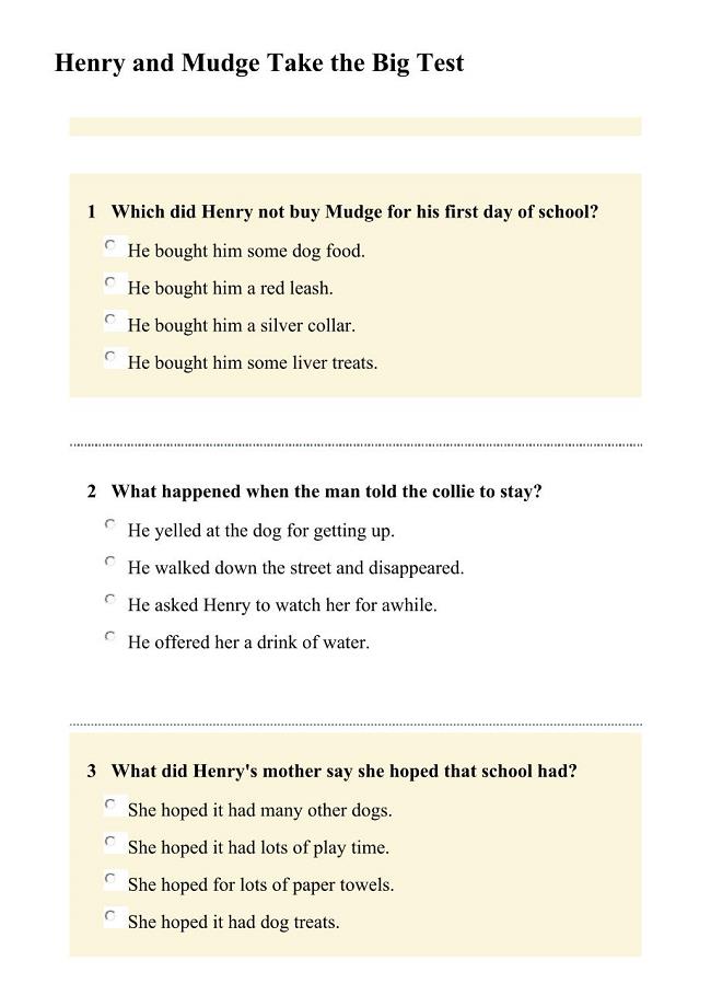 10-Henry and Mudge Take the Big Test（quiz有答案）