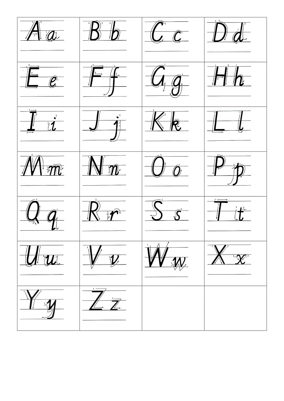 英文字母描红手写体图片