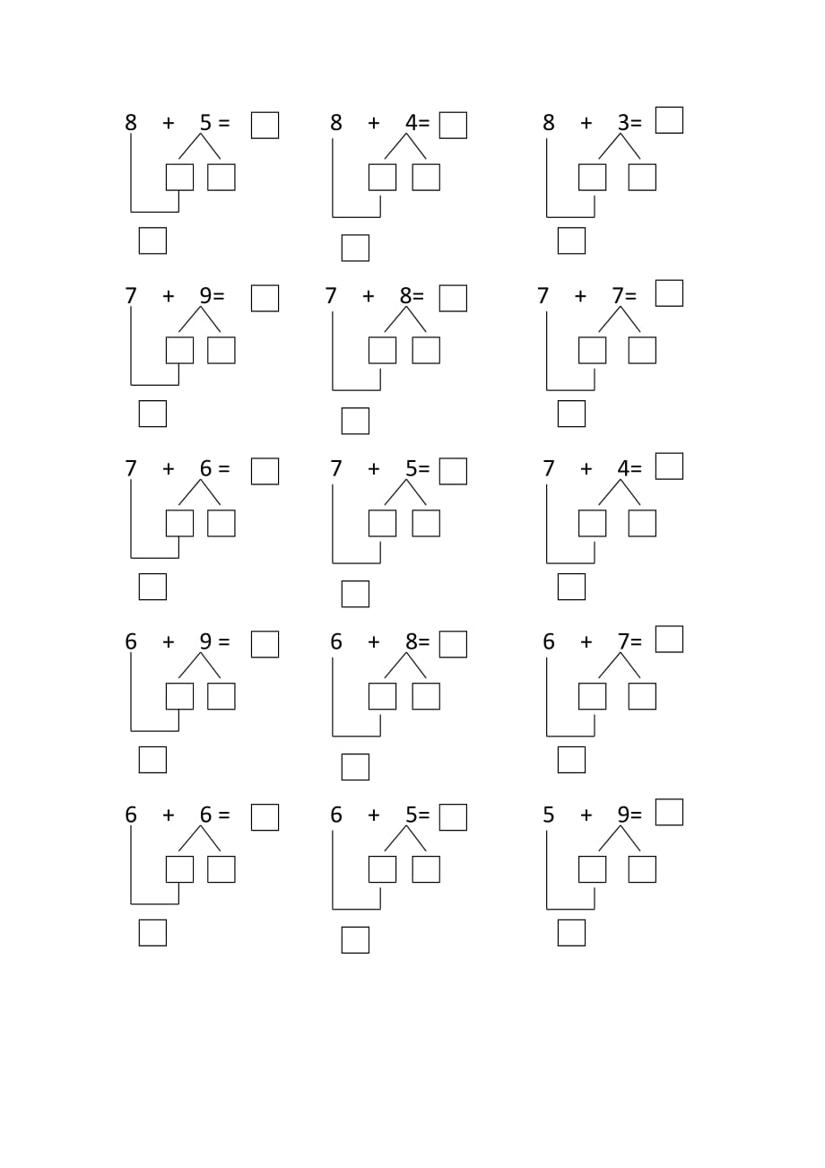 小学一年级上册数学凑十法练习题最新编写