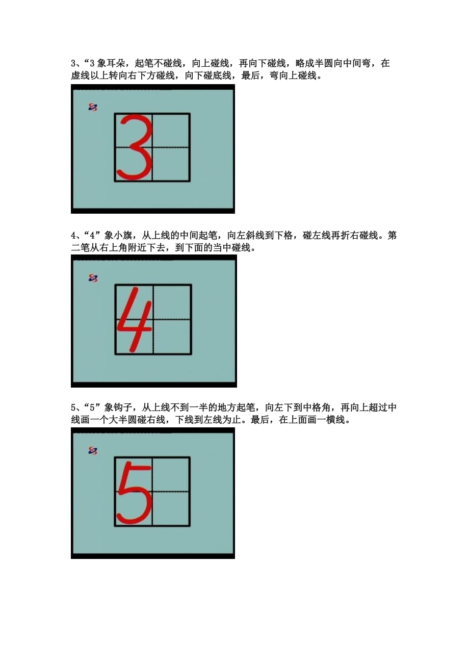 1—10个数字的在日字格里的标准写法-123书写日字格 修订-可编辑