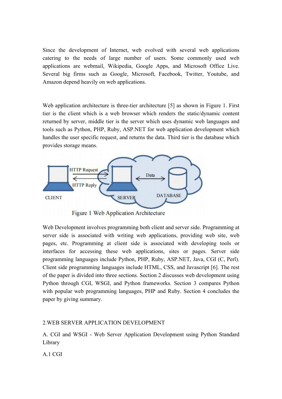 英語外文文獻翻譯成品資料python作為web服務器應用程序開發的工具