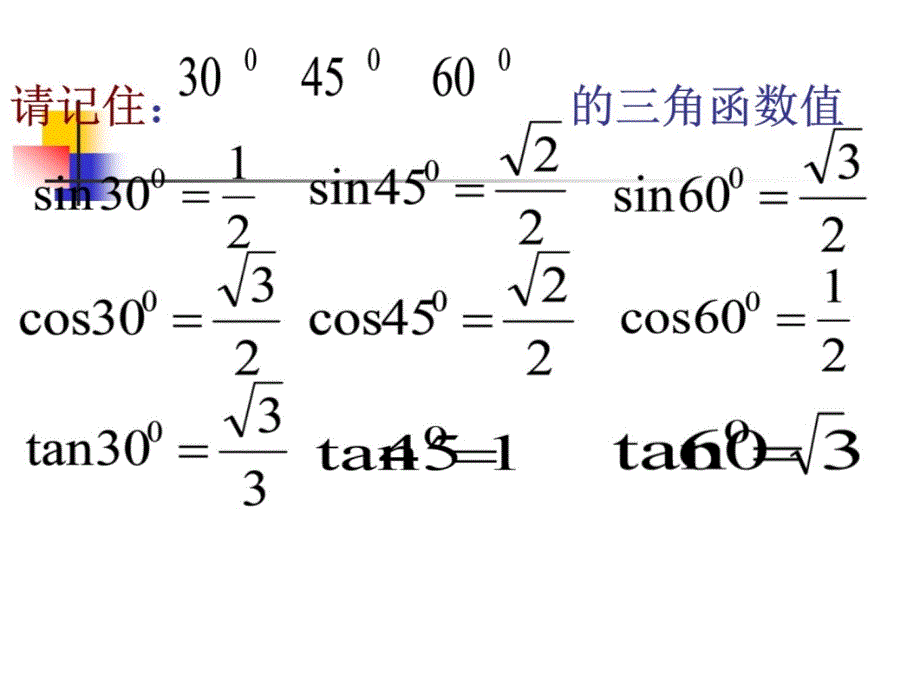 30度45度60度角的三角函數值教學文稿