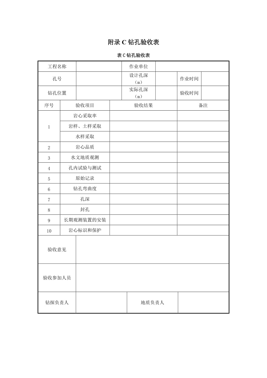 钻探班报表填写式样图片