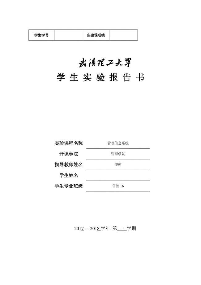 武汉理工大学《管理信息系统》实验报告