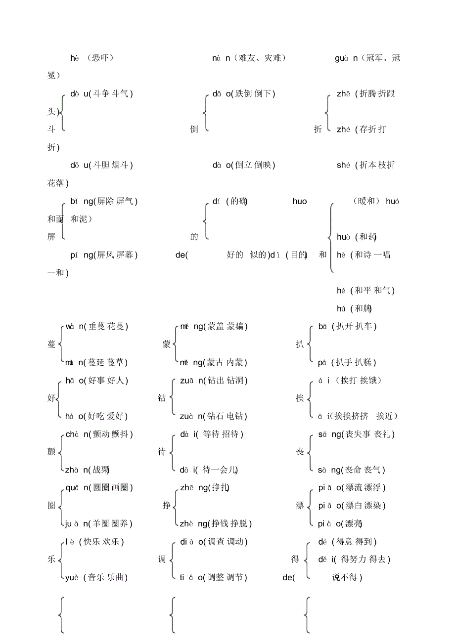 3247编号五年级下册多音字组词